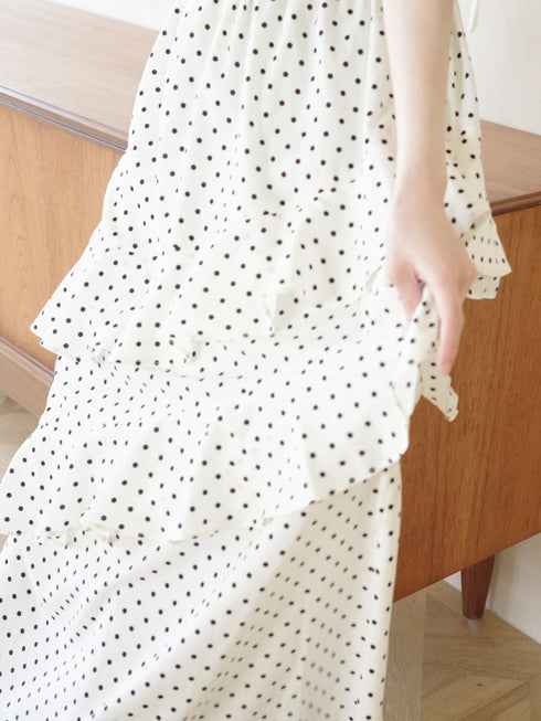 ランダムドットティアードマーメイドワンピース