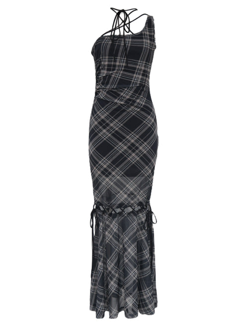 ストリングコアシースルーチェックワンピース