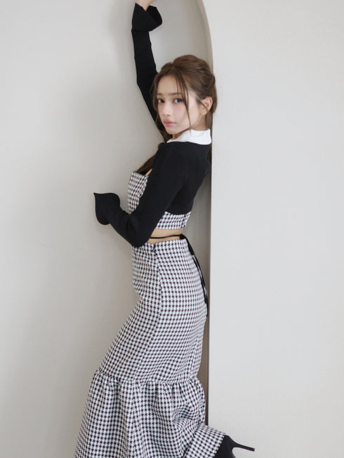 Back open houndstooth ensemble