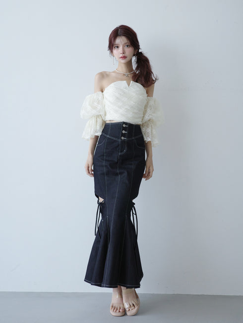 チェックチュールトップス