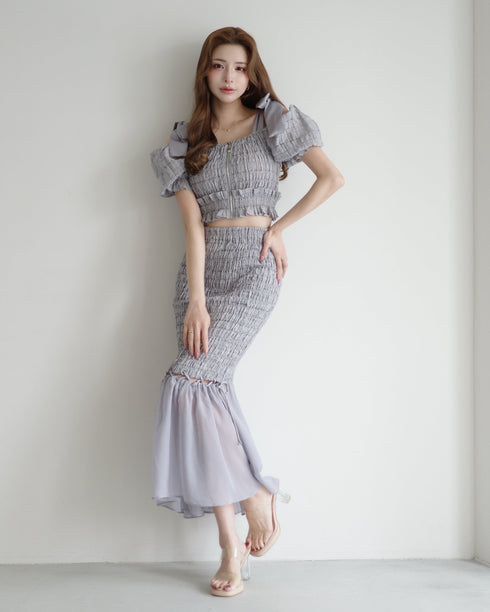 ストリングコアオフショルシャーリングセットアップ