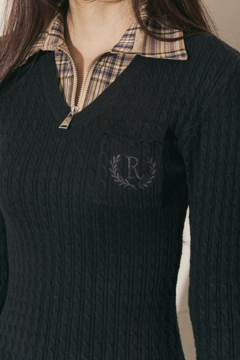 カービーニットチェックドッキングワンピース