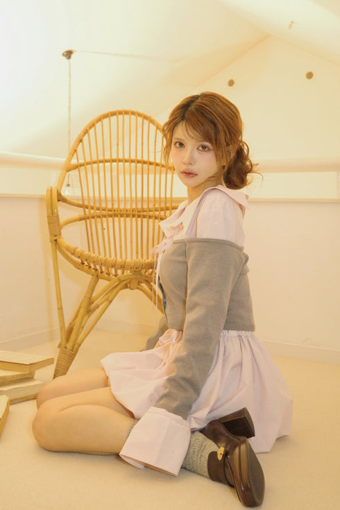 ビジューバルーンシャツアンサンブル