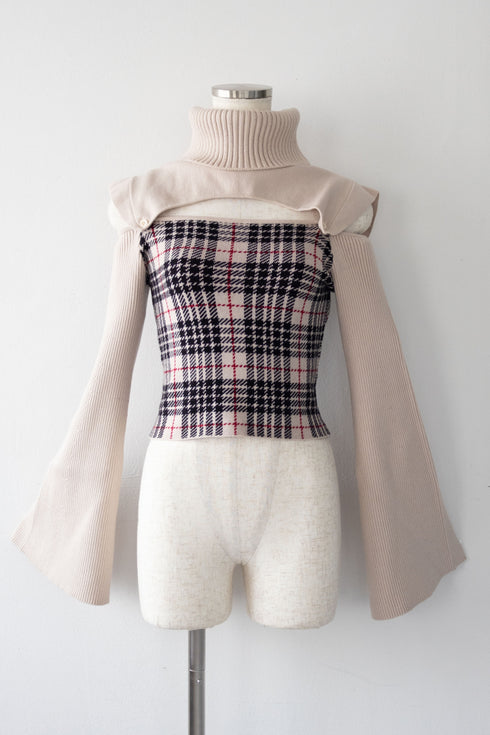 2wayプレイドニットトップス