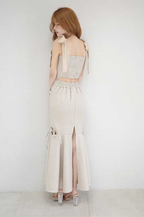 ハウンドチェックコルセットセットアップ