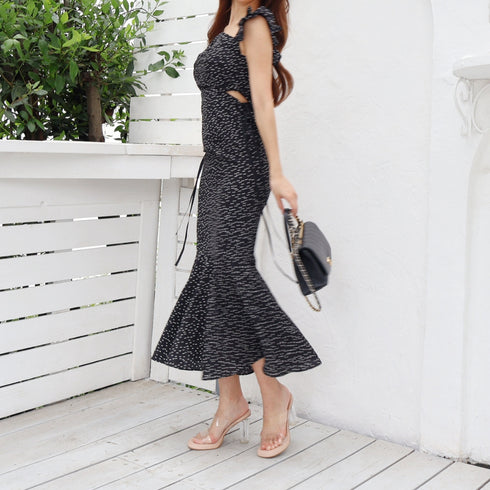 Random dot mermaid long dress