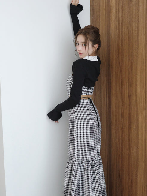 Back open houndstooth ensemble