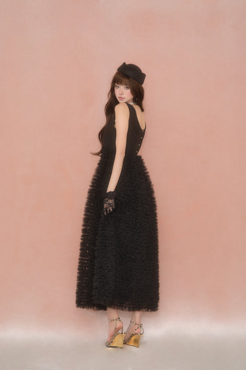 チュールビスチェワンピース(BLACK)