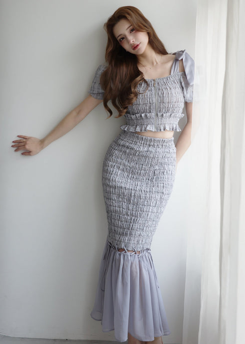 ストリングコアオフショルシャーリングセットアップ