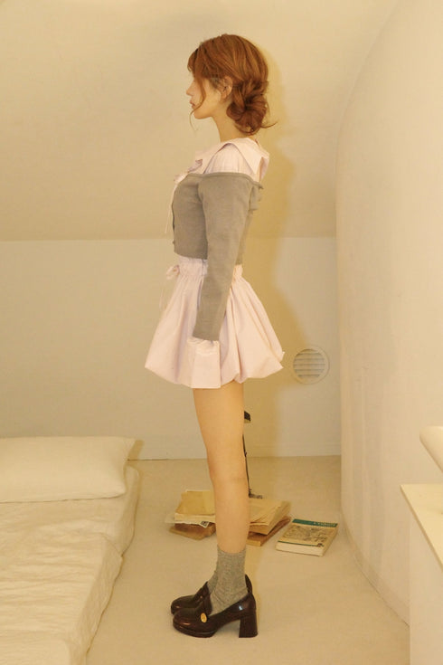 ビジューバルーンシャツアンサンブル