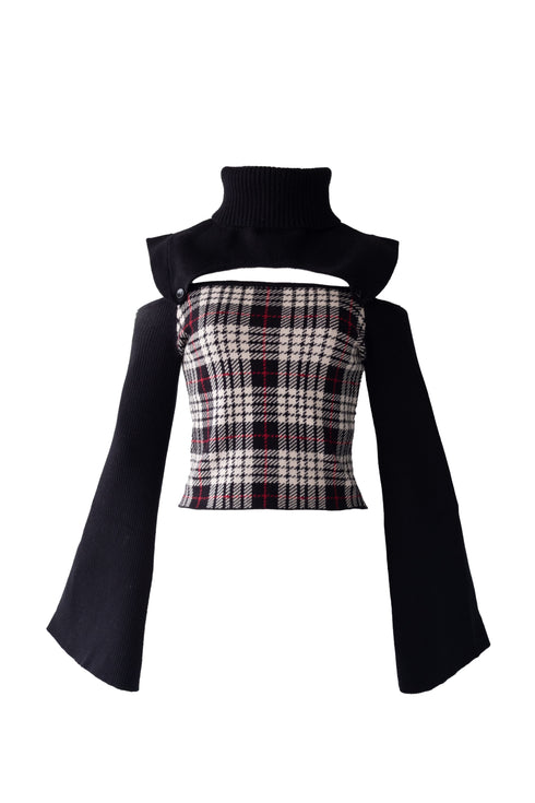 2wayプレイドニットトップス