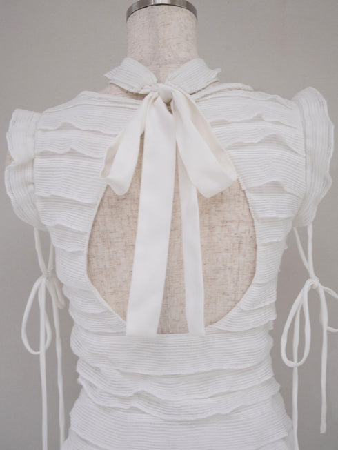 バックオープンフリルレースワンピース