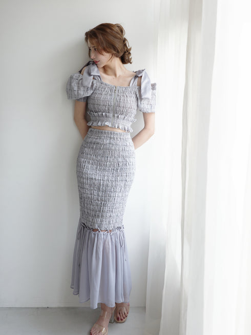 ストリングコアオフショルシャーリングセットアップ