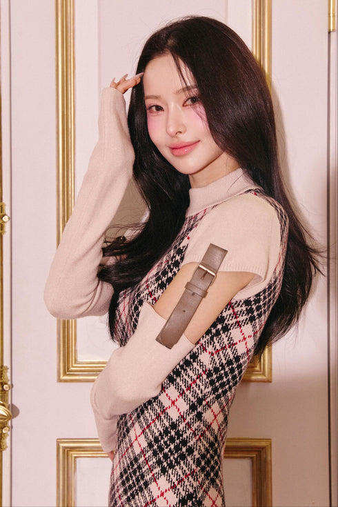 ベルテッドプレイドファーミニワンピース