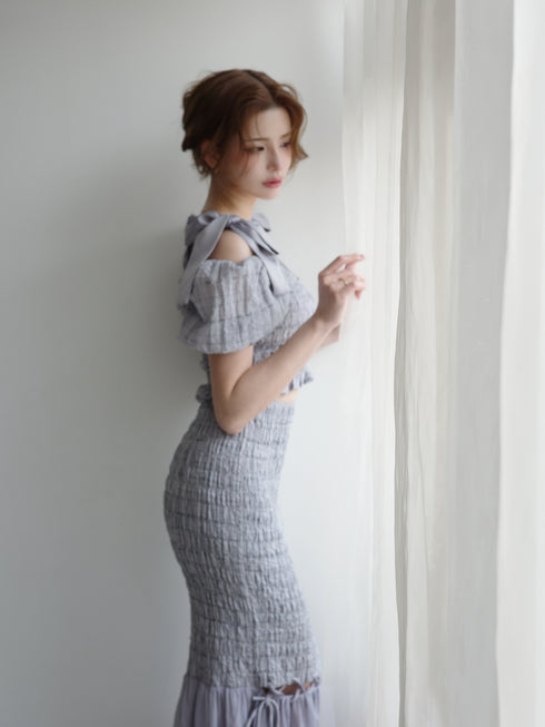 ストリングコアオフショルシャーリングセットアップ