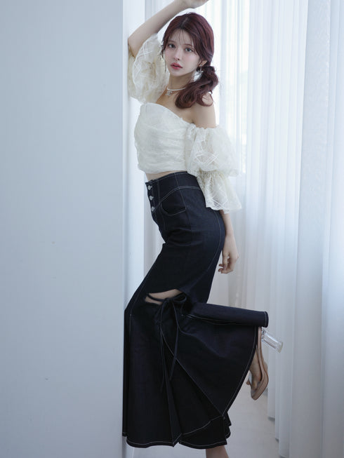 カットアウトマーメイドデニムスカート