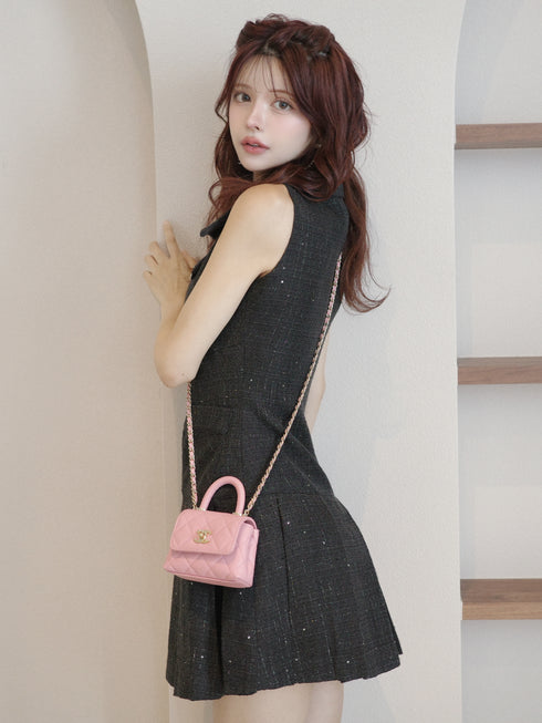 シャイニーツイードジップワンピース