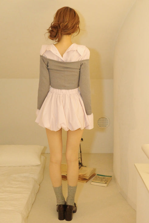 ビジューバルーンシャツアンサンブル