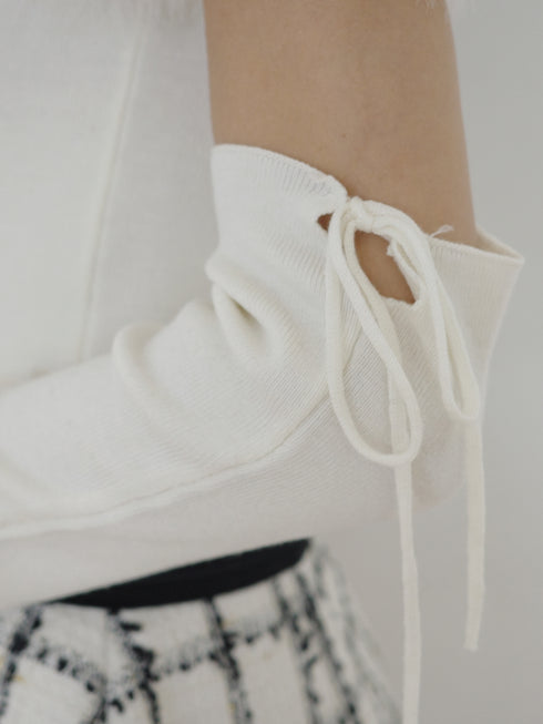 ファーショルダーニットトップス