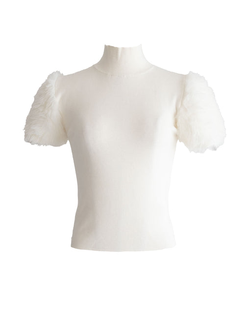 ファーショルダーニットトップス