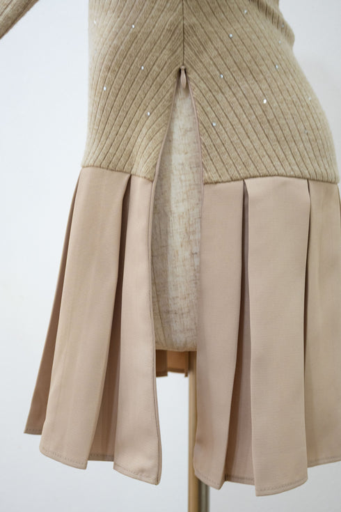 ビジュープレッピーカットショルダーワンピース