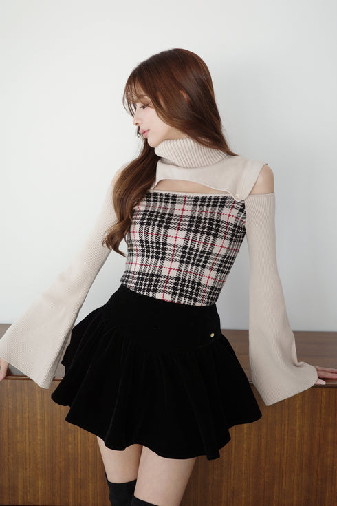 2wayプレイドニットトップス