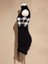 2-way gingham knit mini dress