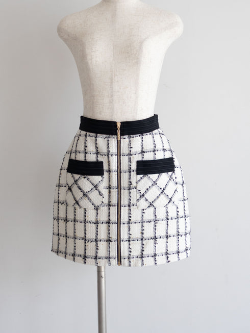 Étoile Check tweedジップスカート