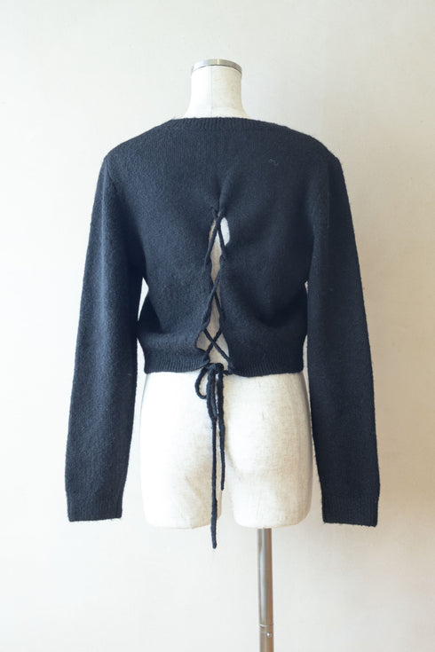 バックレースアップニットトップス