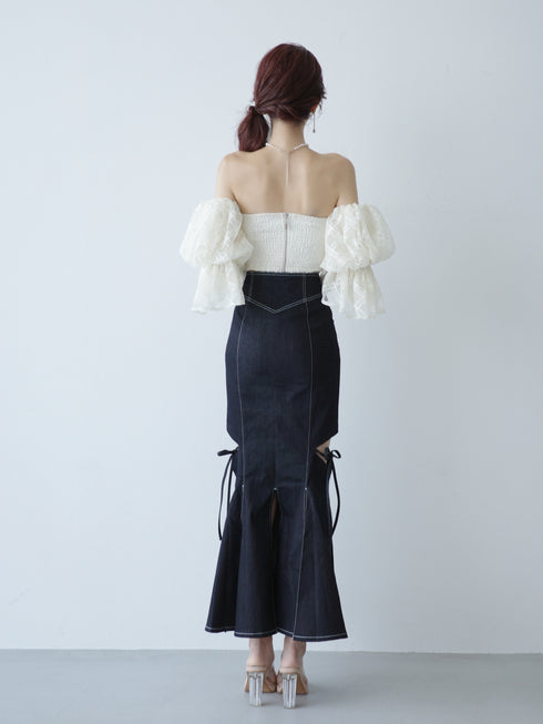 カットアウトマーメイドデニムスカート