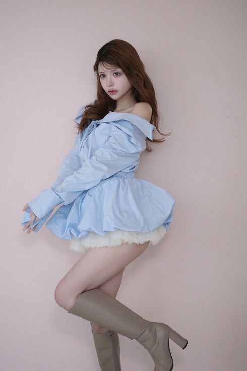 ビジューバルーンシャツアンサンブル