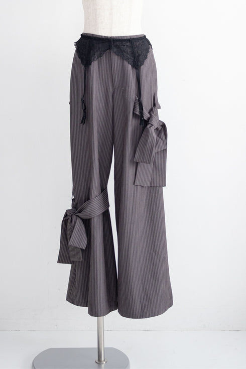 レースピンストライプスラックスセットアップ