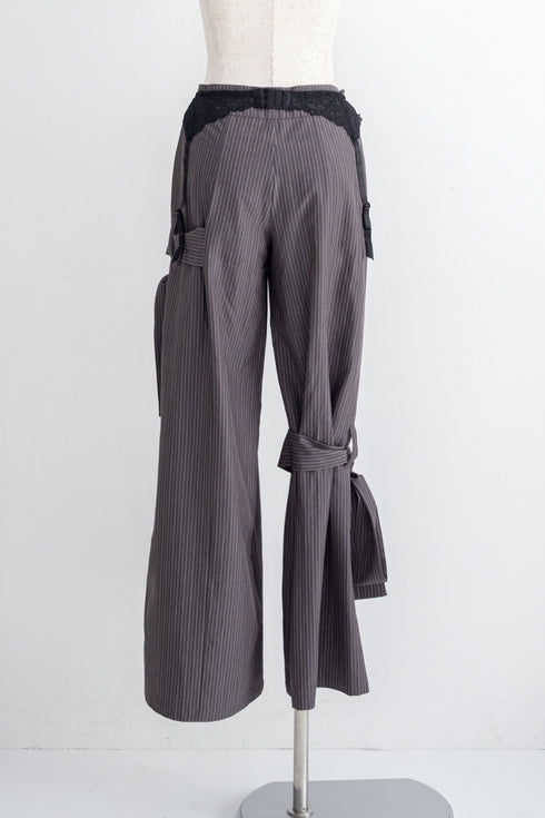 レースピンストライプスラックスセットアップ