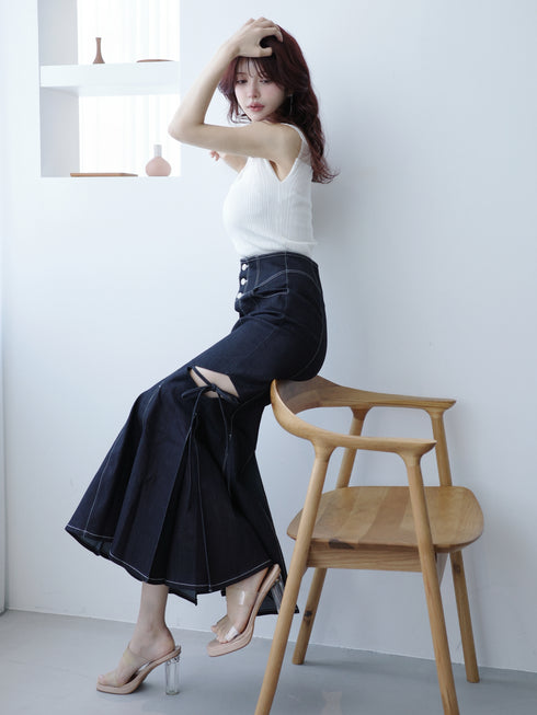 カットアウトマーメイドデニムスカート