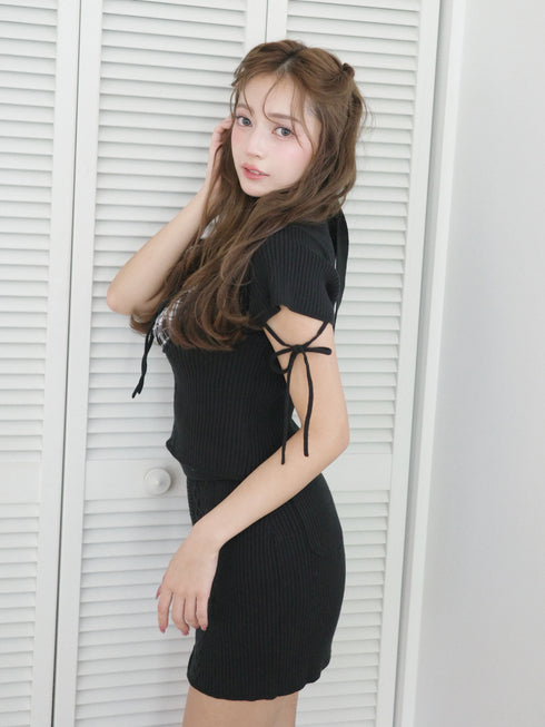 チェック柄ドッキングニットセットアップ