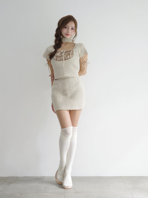 チェック柄ドッキングニットセットアップ