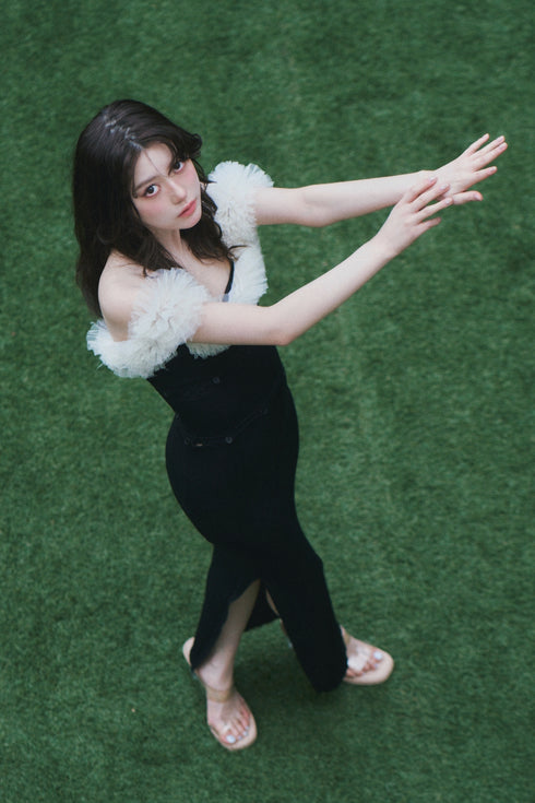 2wayチュールニットワンピース