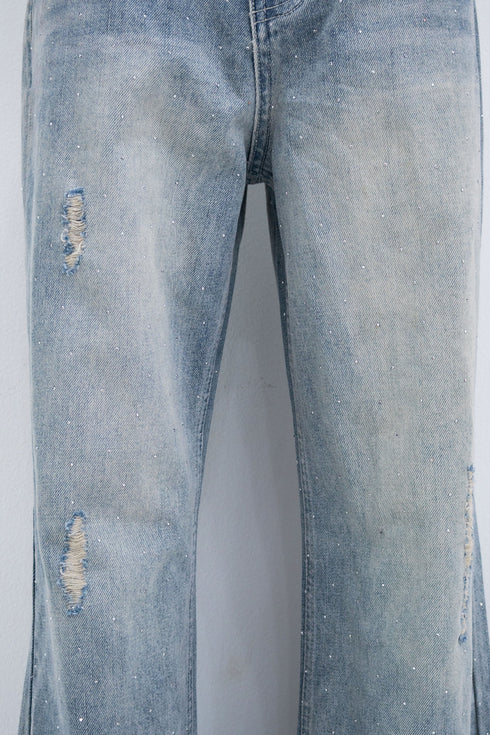 レースドッキングビジューデニム