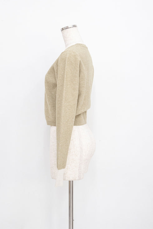 バックルラメニットカーディガン