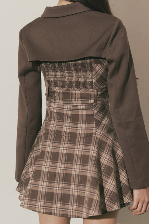 チェック柄バックルジャケットアンサンブル