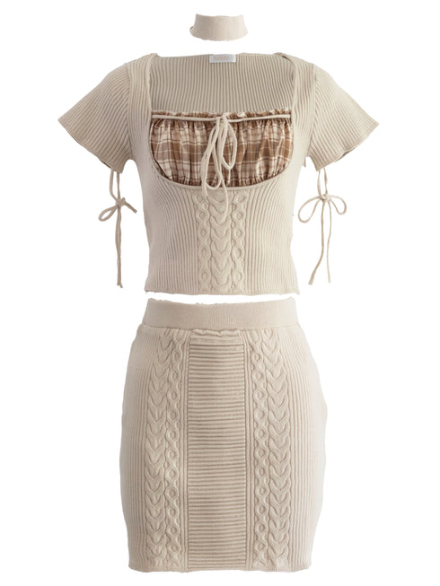 チェック柄ドッキングニットセットアップ