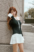 ビジュープレッピーカットショルダーワンピース