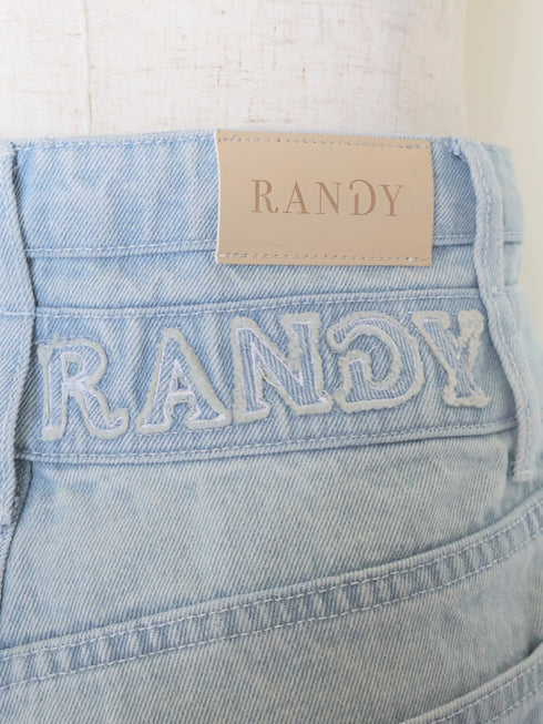 ビジューバックカットワイドデニム