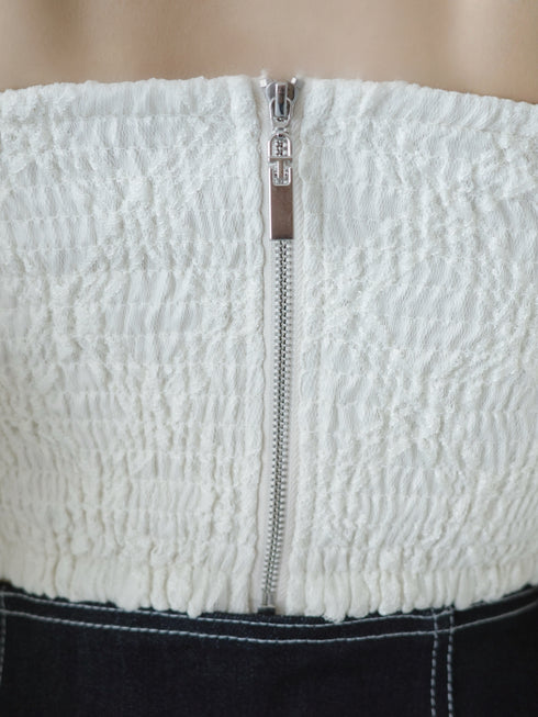 チェックチュールトップス