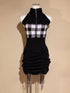 2-way gingham knit mini dress