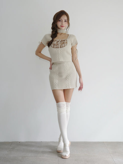 チェック柄ドッキングニットセットアップ