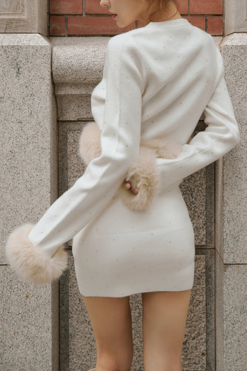 ビジューファーカーディガンセットアップ