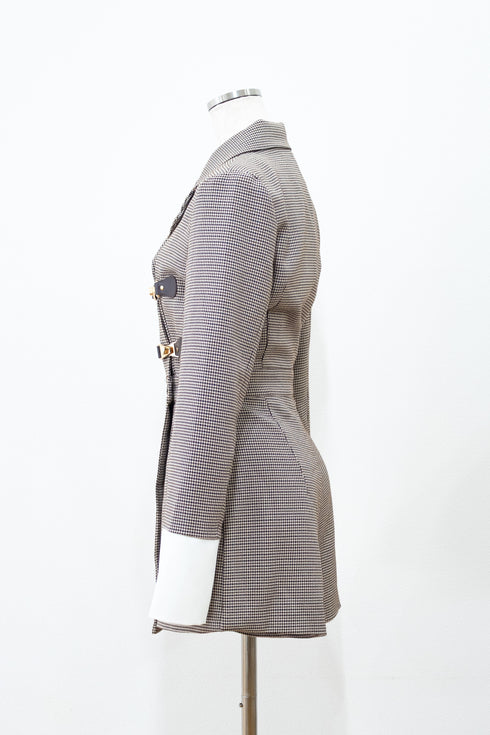 2wayバックルプレイドコンビネゾン