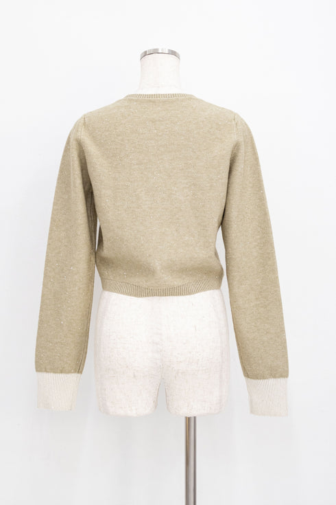 バックルラメニットカーディガン