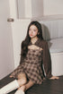 チェック柄バックルジャケットアンサンブル
